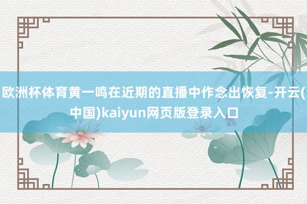 欧洲杯体育黄一鸣在近期的直播中作念出恢复-开云(中国)kaiyun网页版登录入口