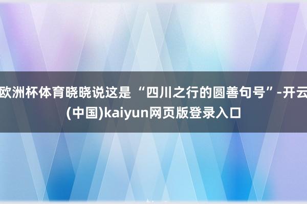 欧洲杯体育晓晓说这是 “四川之行的圆善句号”-开云(中国)kaiyun网页版登录入口
