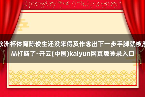 欧洲杯体育陈俊生还没来得及作念出下一步手脚就被唐晶打断了-开云(中国)kaiyun网页版登录入口
