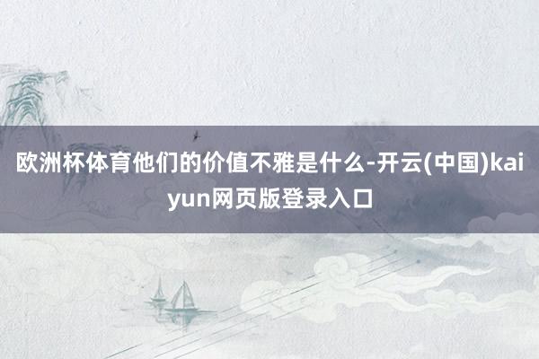 欧洲杯体育他们的价值不雅是什么-开云(中国)kaiyun网页版登录入口