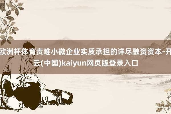 欧洲杯体育责难小微企业实质承担的详尽融资资本-开云(中国)kaiyun网页版登录入口